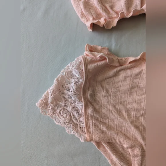 Anthropologie Sleepwear Light Pink Lace Bralette And Bloomers - Picture 8 of 11